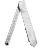 Gray Satin 100% Silk Adjustable Tied Men Necktie Tie