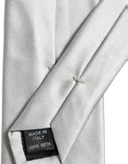 Gray Satin 100% Silk Adjustable Tied Men Necktie Tie