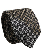Black White Geometric Silk Adjustable Necktie Accessory Tie