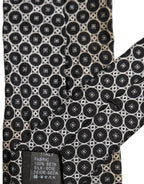 Black White Geometric Silk Adjustable Necktie Accessory Tie