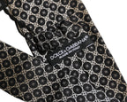 Black White Geometric Silk Adjustable Necktie Accessory Tie