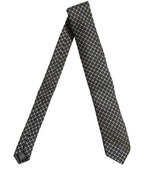 Black White Geometric Silk Adjustable Necktie Accessory Tie