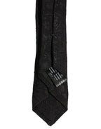 Black Floral Brocade Silk Adjustable Necktie Accessory Tie