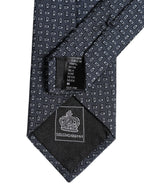 Dark Blue Silk Geometric Adjustable Tied Necktie Tie
