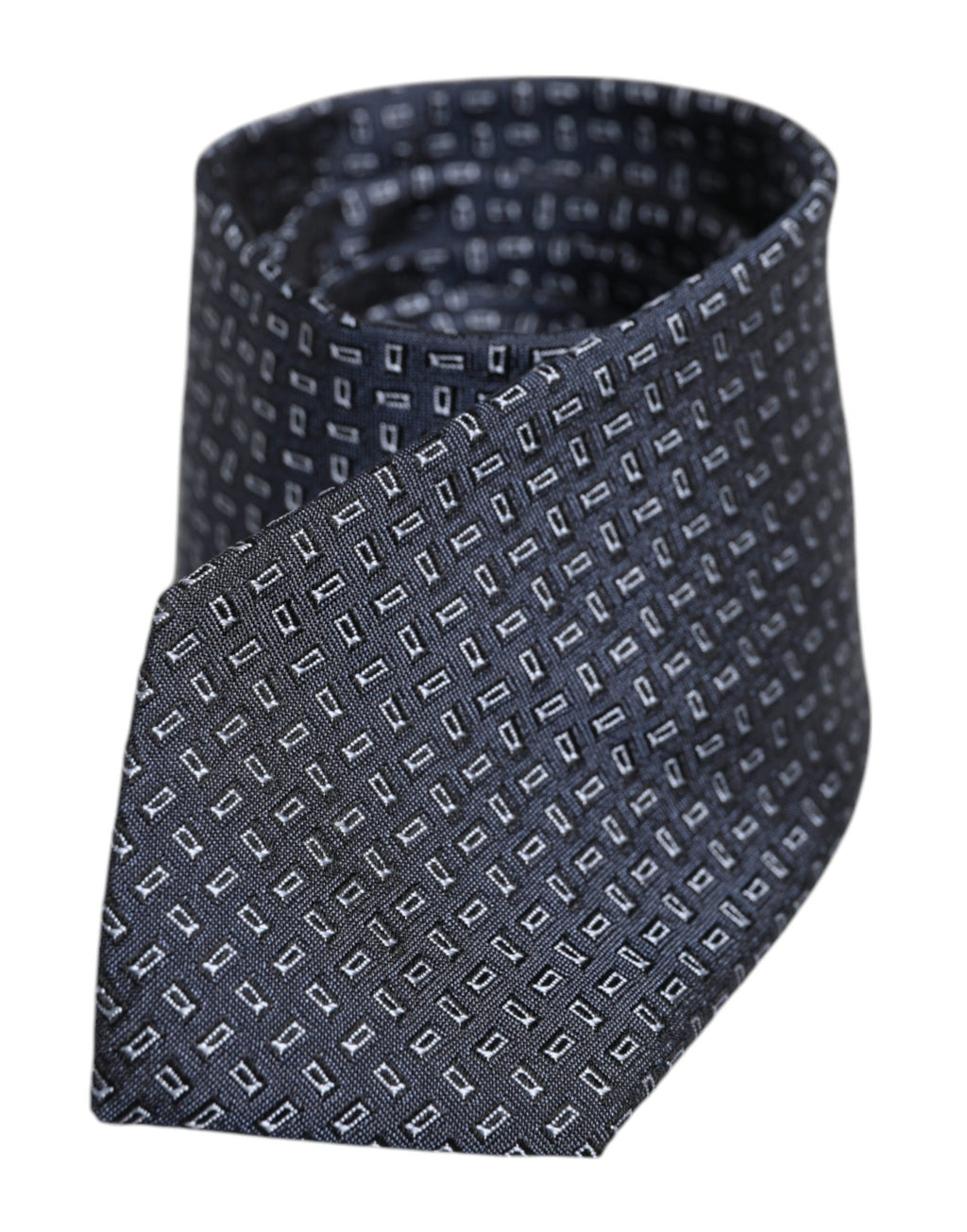 Dark Blue Silk Geometric Adjustable Tied Necktie Tie