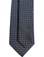 Dark Blue Silk Geometric Adjustable Tied Necktie Tie