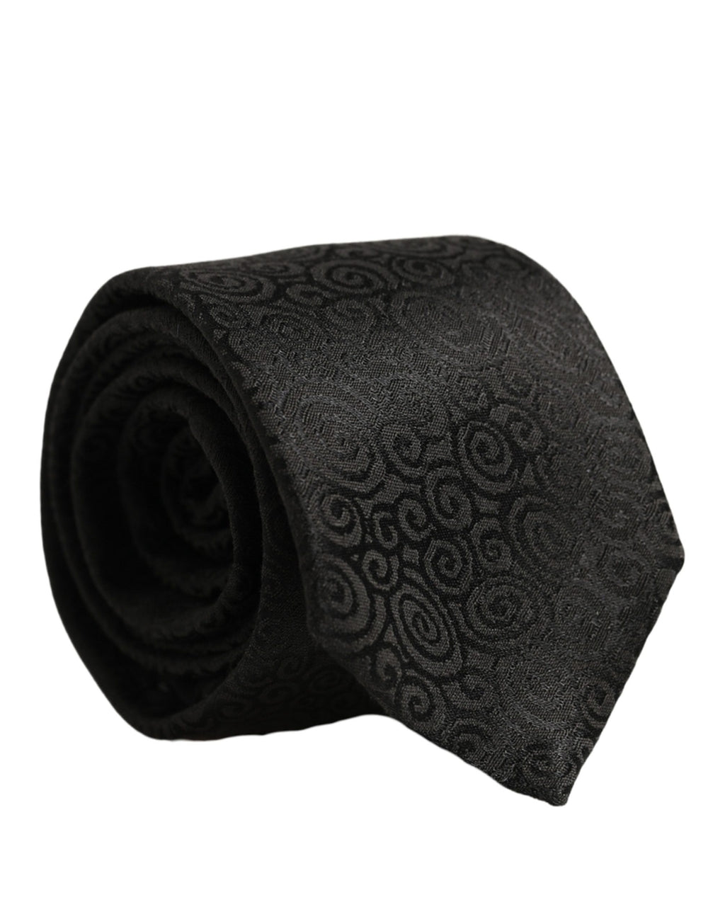 Black Swirl Pattern Silk Adjustable Necktie Accessory Tie