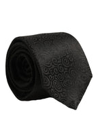 Black Swirl Pattern Silk Adjustable Necktie Accessory Tie