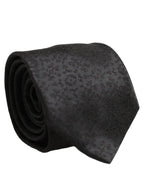 Black Jacquard Silk Adjustable Necktie Men Accessory Tie