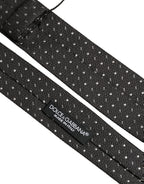 Dark Gray Polka Dot Silk Adjustable Necktie Accessory Tie