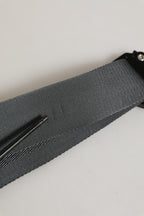 Men Gray Fabric Strap Logo Metal Buckle Belt