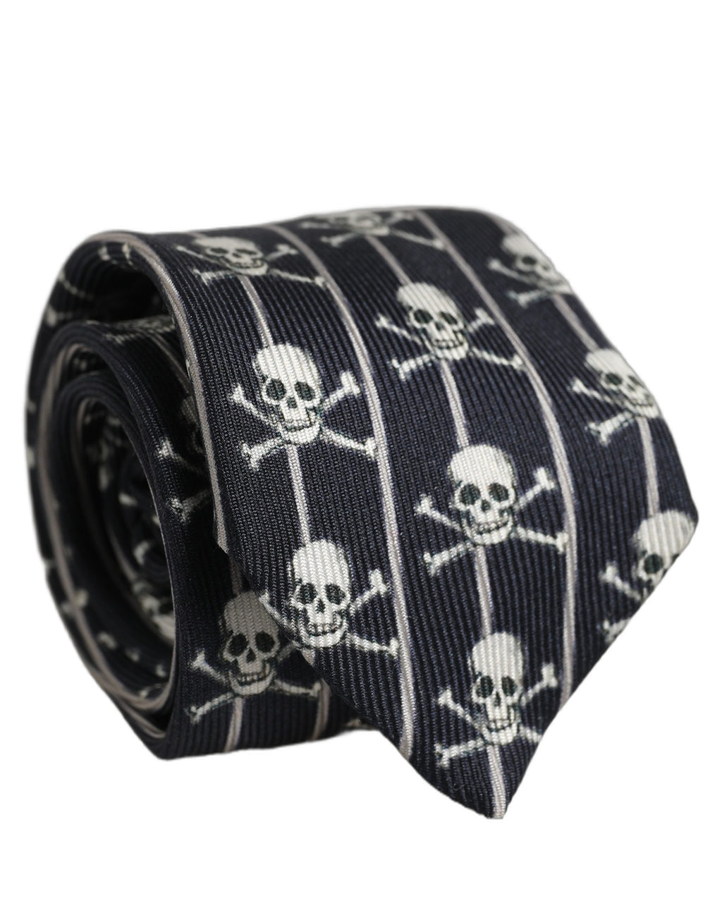 Men Black Silk Skull Fantasy Adjustable Tied Necktie Tie
