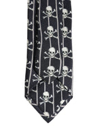 Men Black Silk Skull Fantasy Adjustable Tied Necktie Tie