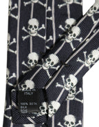Men Black Silk Skull Fantasy Adjustable Tied Necktie Tie