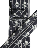Men Black Silk Skull Fantasy Adjustable Tied Necktie Tie
