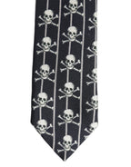 Men Black Silk Skull Fantasy Adjustable Tied Necktie Tie