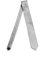 Gray Satin 100% Silk Adjustable Tied Men Necktie Tie