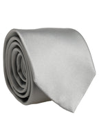 Gray Satin 100% Silk Adjustable Tied Men Necktie Tie