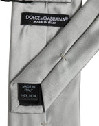 Gray Satin 100% Silk Adjustable Tied Men Necktie Tie