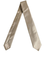 Beige Satin Silk Adjustable Tied Necktie Accessory Tie