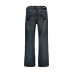 Blue Cotton Straight-Leg Jeans