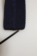 Dark Blue Textured Knitted Adjustable Necktie Accessory Tie