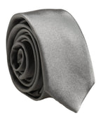 Gray Satin 100% Silk Adjustable Tied Men Necktie Tie