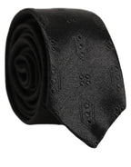 Black Silk Jacquard Adjustable Men Necktie Accessory Tie