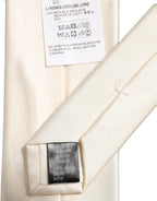 Cream Satin 100% Silk Adjustable Tied Men Necktie Tie