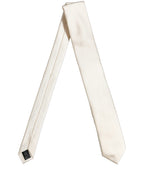 Cream Satin 100% Silk Adjustable Tied Men Necktie Tie