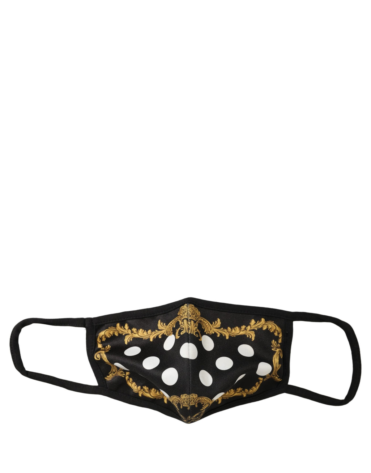 Black Baroque Print Polka Dot Elastic Ear Strap Face Mask