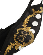 Black Baroque Print Polka Dot Elastic Ear Strap Face Mask