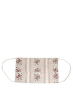 Beige Floral Print Pleated Elastic Ear Strap Face Mask