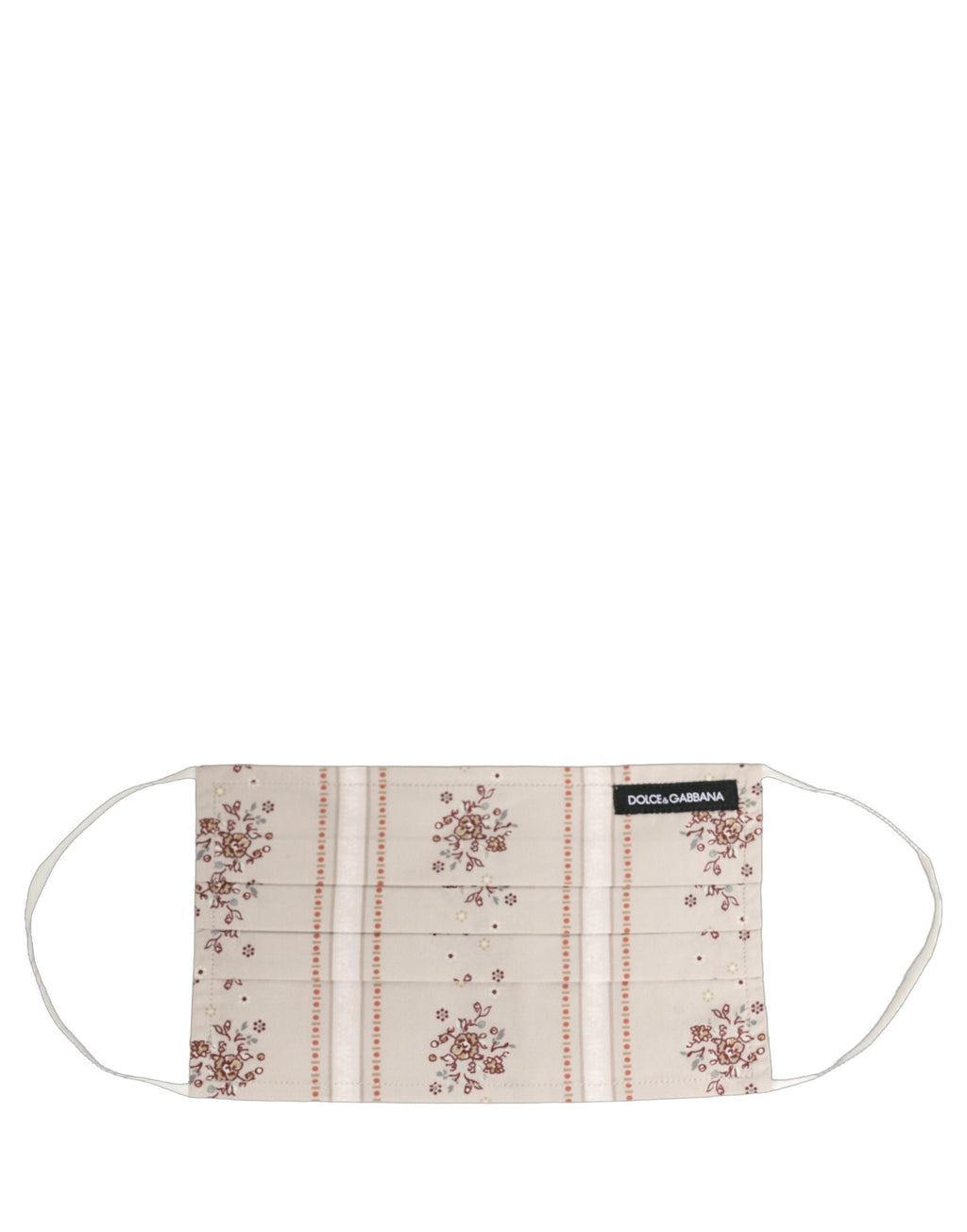 Beige Floral Print Pleated Elastic Ear Strap Face Mask