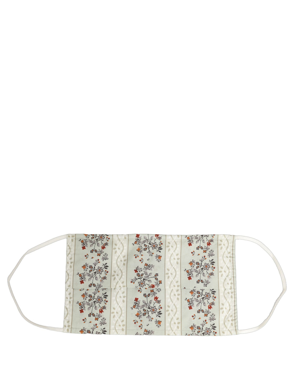 White Floral Cotton Pleated Elastic Ear Strap Face Mask