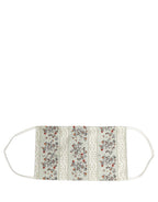White Floral Cotton Pleated Elastic Ear Strap Face Mask