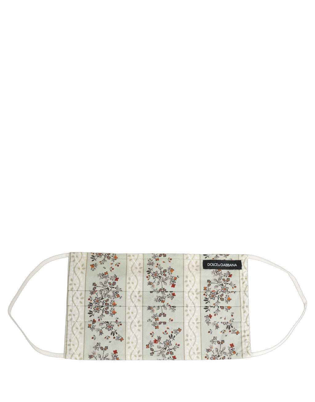 White Floral Cotton Pleated Elastic Ear Strap Face Mask