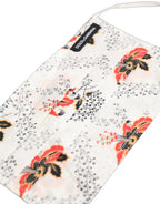 White Floral Cotton Pleated Elastic Ear Strap Face Mask