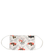 White Floral Cotton Pleated Elastic Ear Strap Face Mask