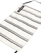 White Black Pinstripe Pleated Elastic Ear Strap Face Mask