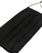 Black Silk Patterned Pleated Elastic Ear Strap Face Mask