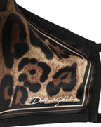 Brown Black Leopard Print Elastic Ear Strap Face Mask