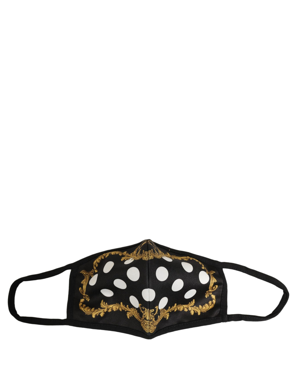 Black Baroque Print Polka Dot Elastic Ear Strap Face Mask