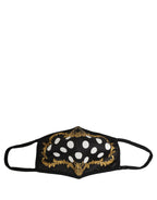 Black Baroque Print Polka Dot Elastic Ear Strap Face Mask