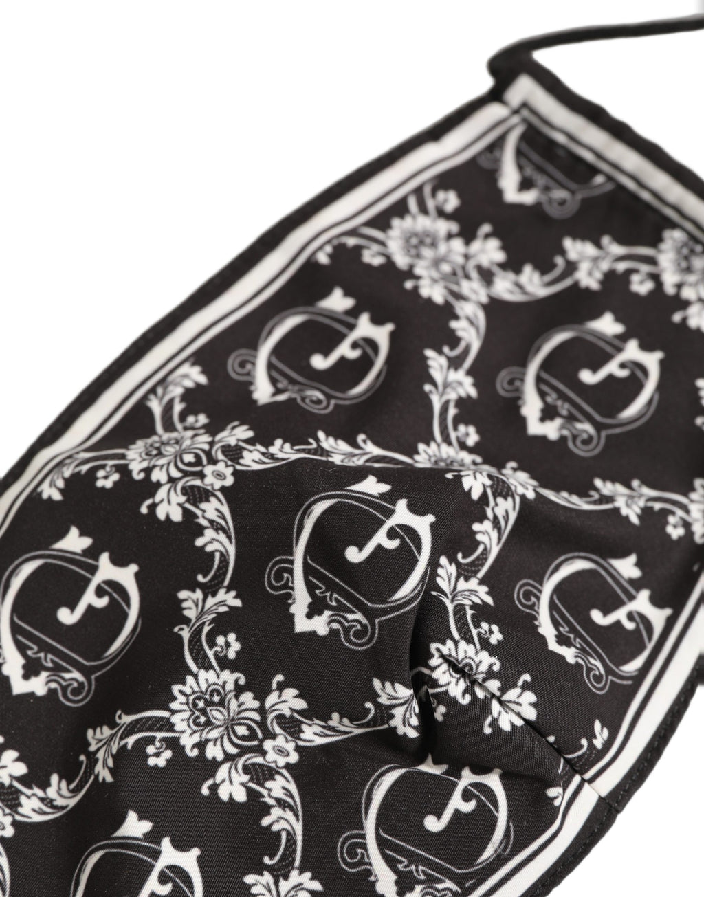 Black White Logo Baroque Elastic Ear Strap Face Mask