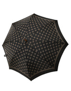 Black Gold Jacquard Polka Dot Long Handle Umbrella
