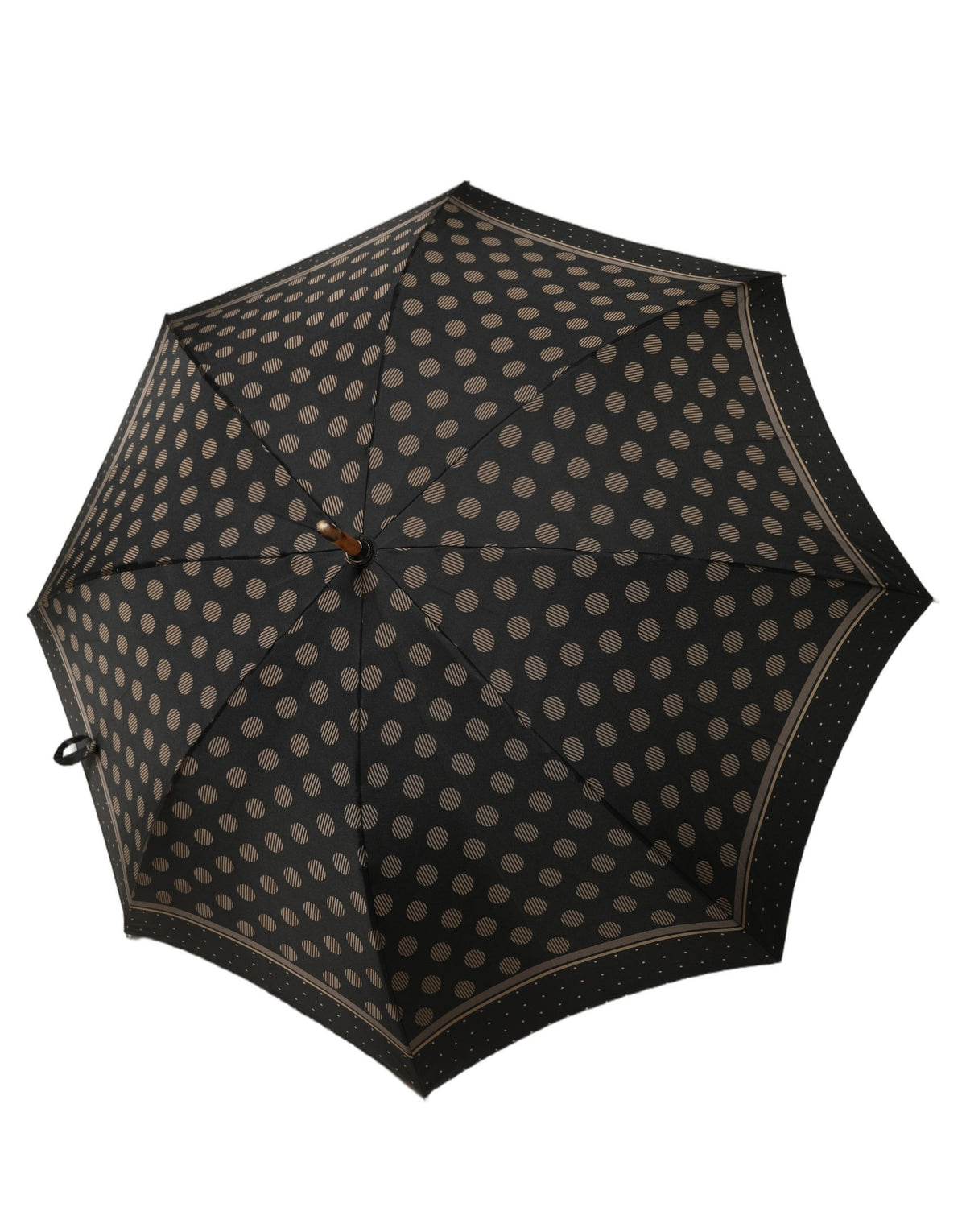 Black Gold Jacquard Polka Dot Long Handle Umbrella