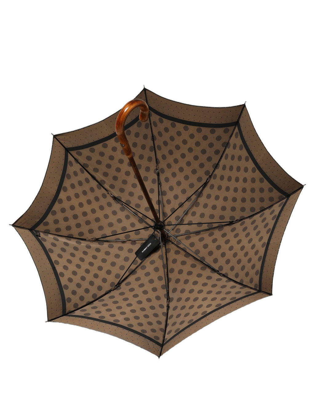 Black Gold Jacquard Polka Dot Long Handle Umbrella