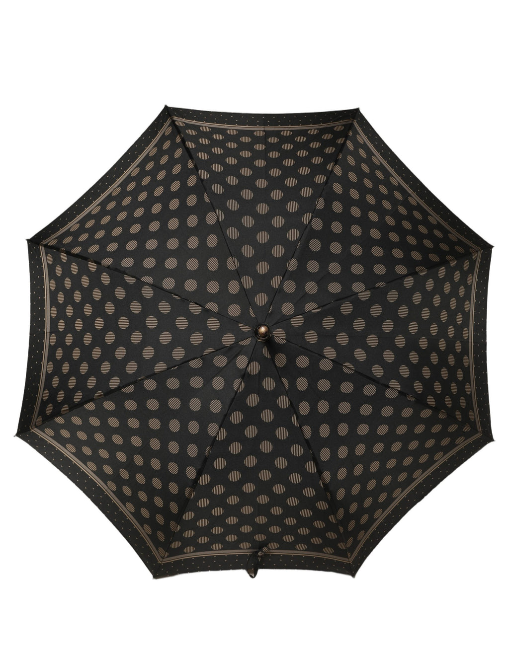 Black Gold Jacquard Polka Dot Long Handle Umbrella