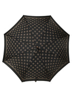 Black Gold Jacquard Polka Dot Long Handle Umbrella